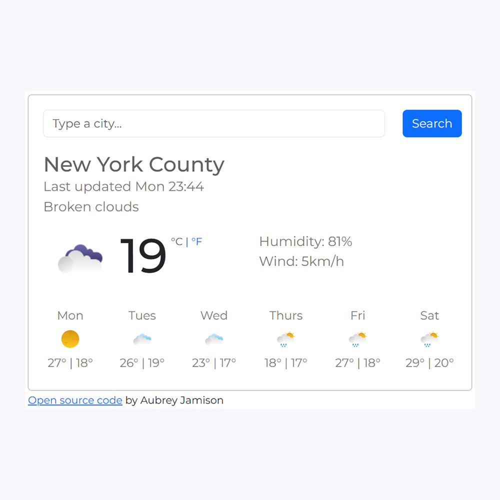 Weather app website